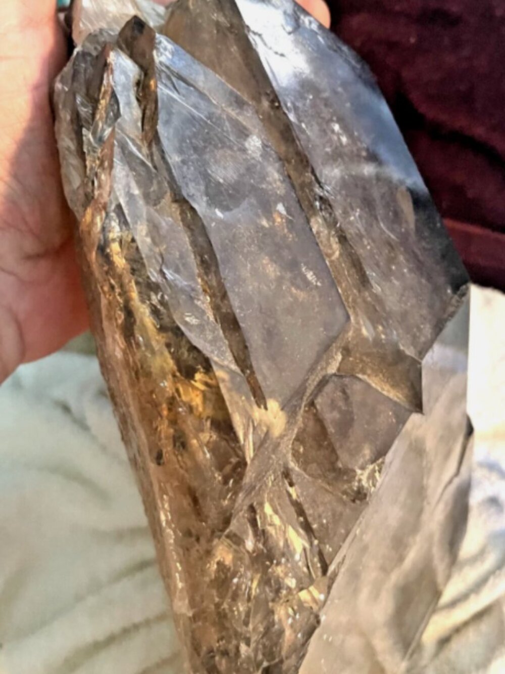 Large Collector-grade 15.2lb  polish Natural Gray Smoky Quartz Crystal Cluster